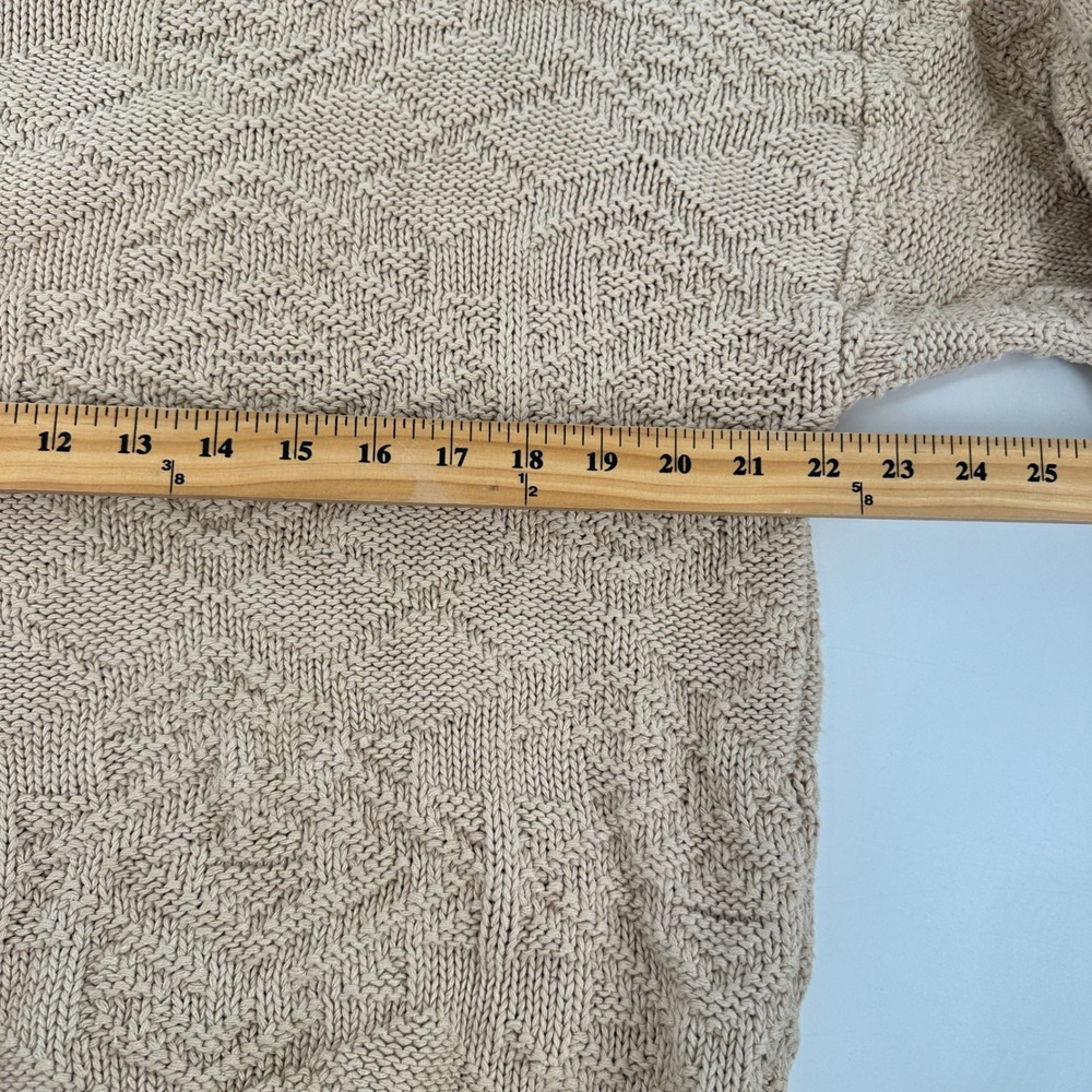 Vtg 80s GAP Men's Tan Textured 3D Knit Sweater Pullover Long Sleeve Crew Neck XL - Picture 2 of 9